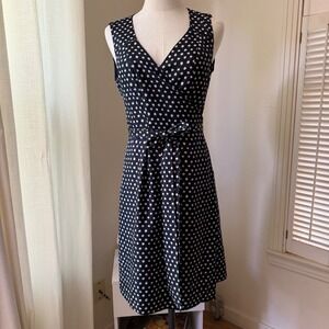 Banana Republic Navy White Polka Dot Wrap Dress Sleeveless Size 6